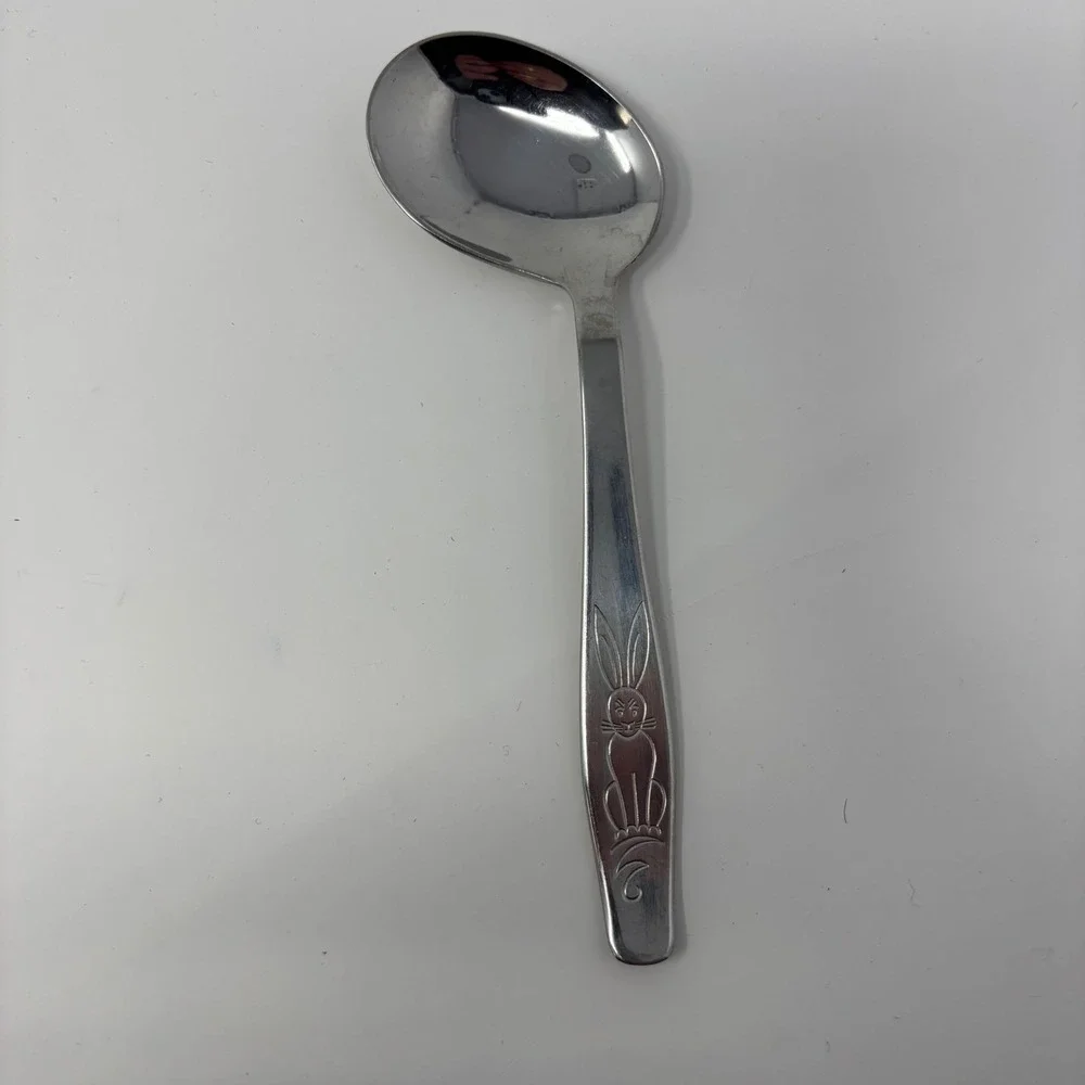 Antique W-Germany Rabbit & Evald Nielsen Danish Silverplate Mouse‎ Child Spoons